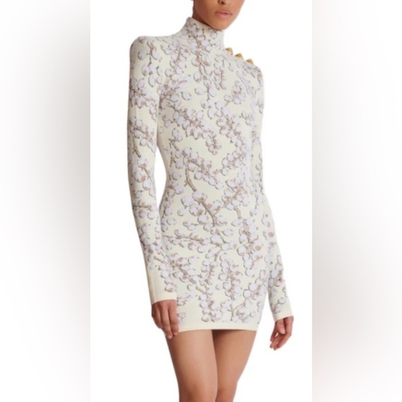 Balmain NWT IT40/US 8 Long-Sleeve Velvet Groseille Knit Mini Dress $3690 - Picture 1 of 11